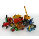 A mixed group of diecast commercial and construction models, mostly Dinky including crane,