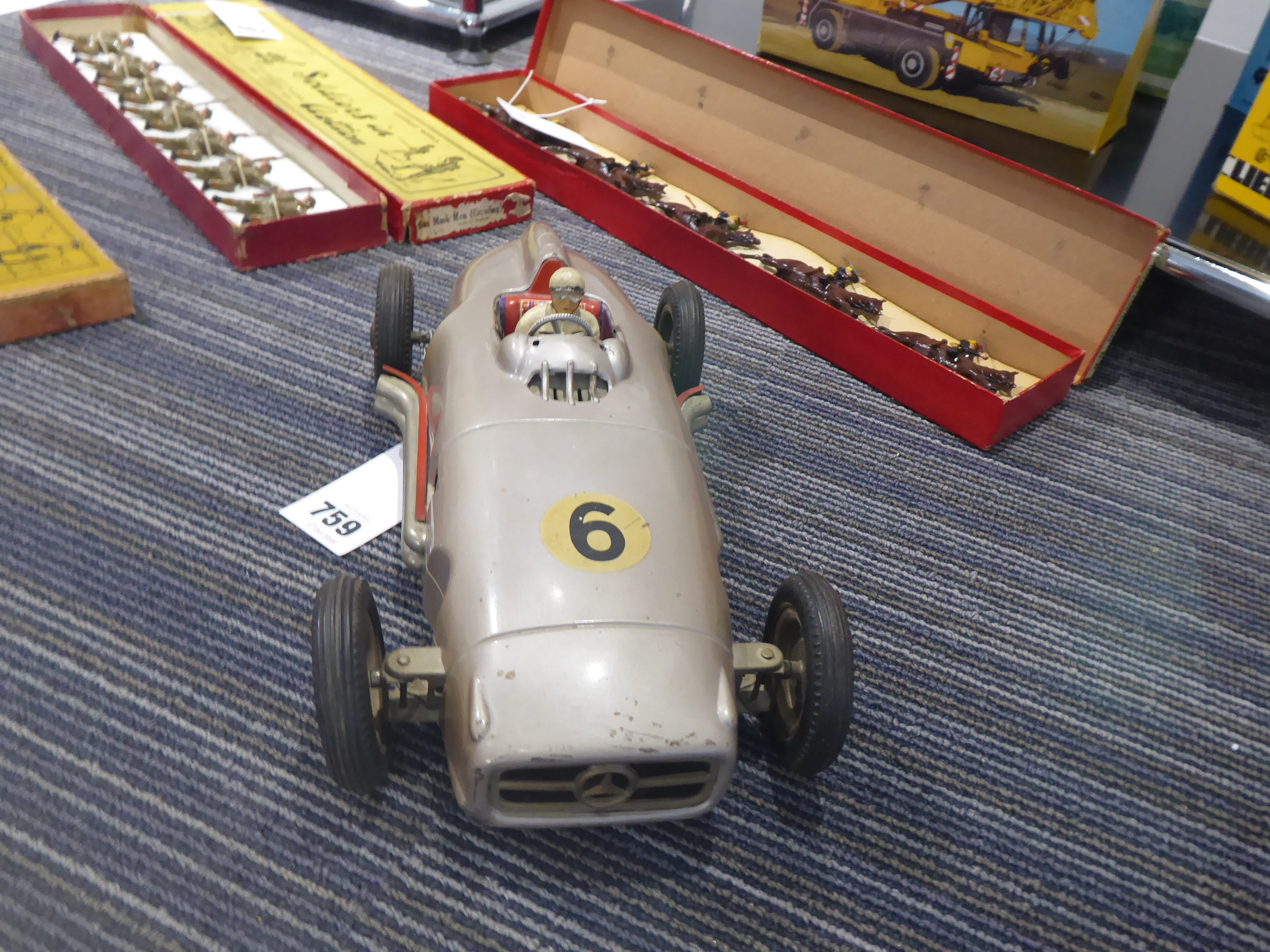 A West German battery operated tinplate Mercedes racing car, l. - Image 6 of 8