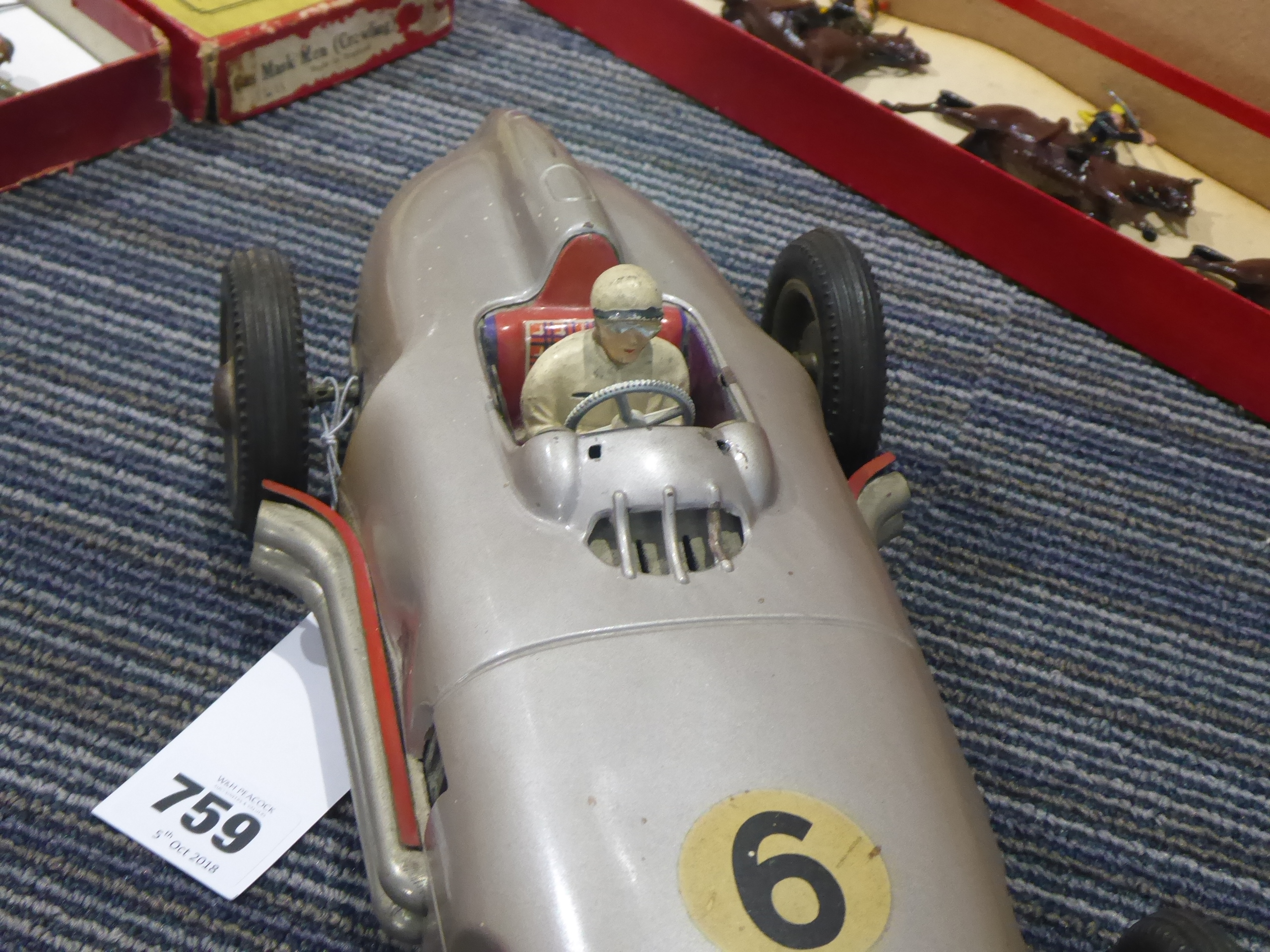 A West German battery operated tinplate Mercedes racing car, l. - Image 8 of 8