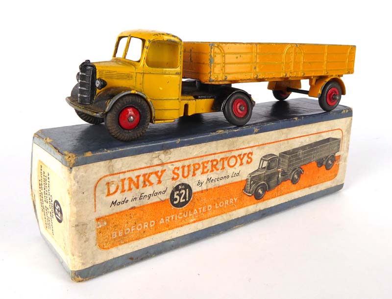 A Dinky Supertoys 521 Bedford articulated lorry, mustard cab and body, black hubs,