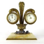 A 19th century double timepiece and aneroid barometer by Alibert,