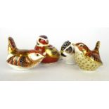 Four Royal Crown Derby paperweights each modelled as a bird including a Jenny wren,