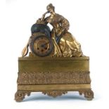 A 19th century French mantle clock, the movement stamped 30289, the face with Roman numerals,