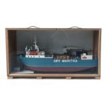 A plastic scale model ship modelled as the 'Gry Maritha' in a fitted case, case measures w.