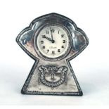 An early 20th century silver mounted mantel timepiece of Neo-classical design, Birmingham 1911, h.