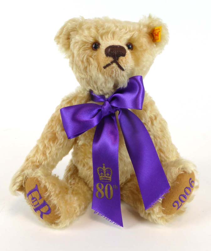 A fully jointed Steiff bear commemorating Queen Elizabeth II's 80th birthday
