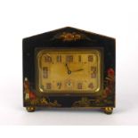 A French mantle timepiece, the dial with Arabic numerals, within a chinoissire case, h.