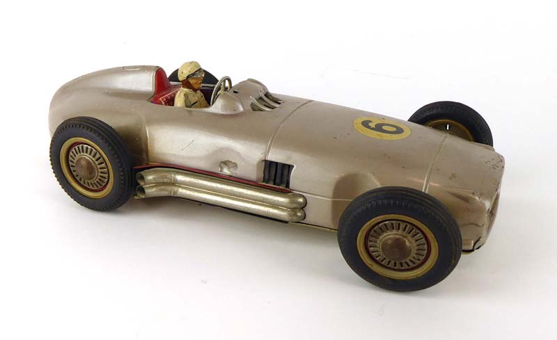 A West German battery operated tinplate Mercedes racing car, l.