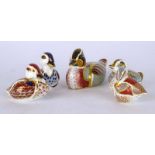 Five Royal Crown Derby paperweights each modelled as a duck including a Baikal teal,