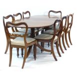 A set of eight Victorian rosewood balloon back dining chairs with drop-in seats,