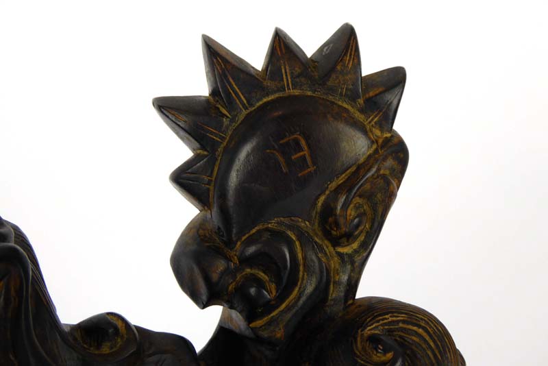 A Chinese hardwood carving modelled as figure riding a qilin, h. - Image 3 of 4