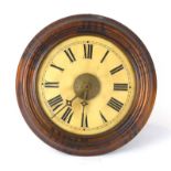 A 19th century wall clock, the dial with Roman numerals, within a mahogany circular case, d.