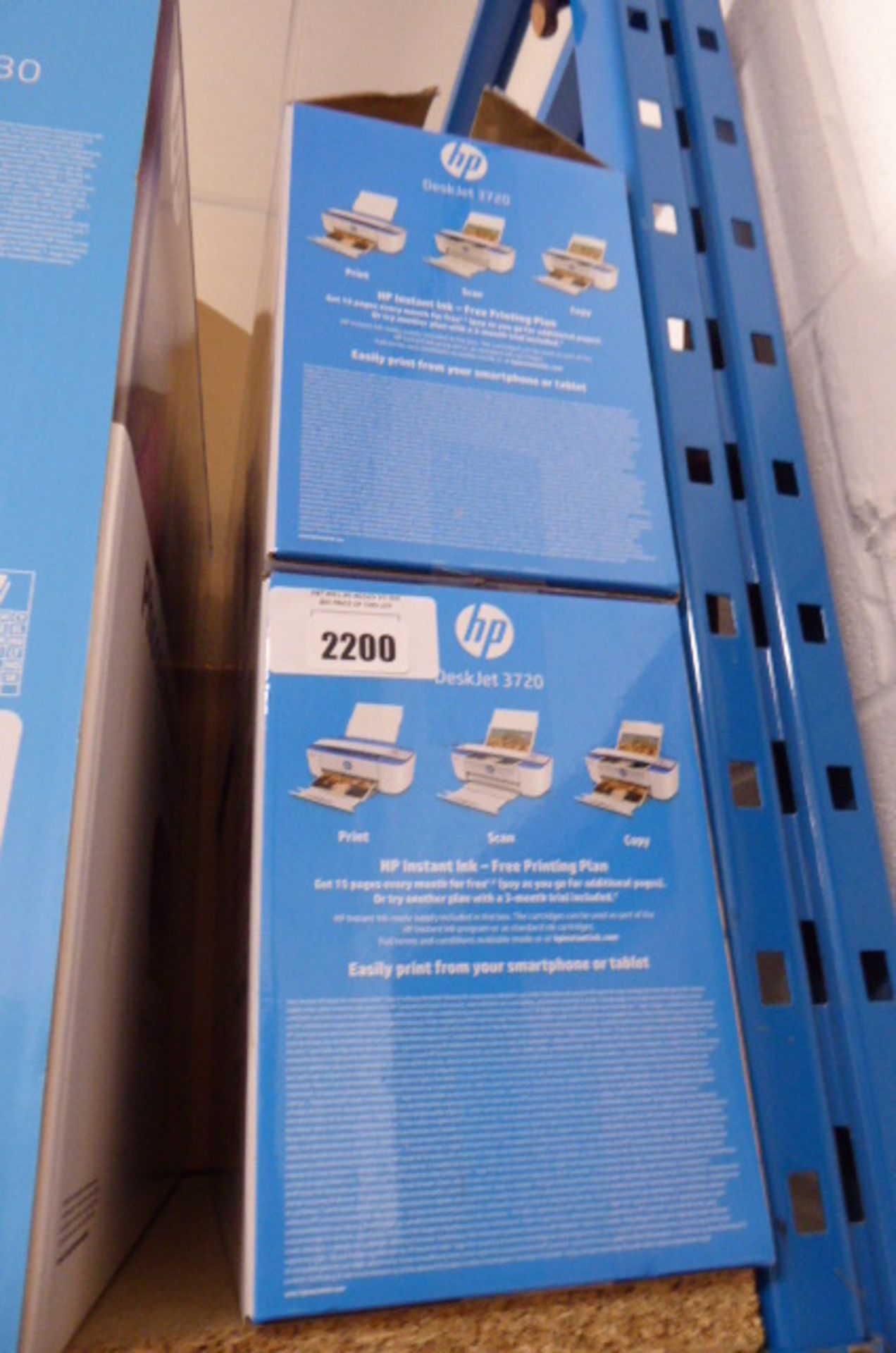 2 HP Desk Jet 3720 printers in boxes