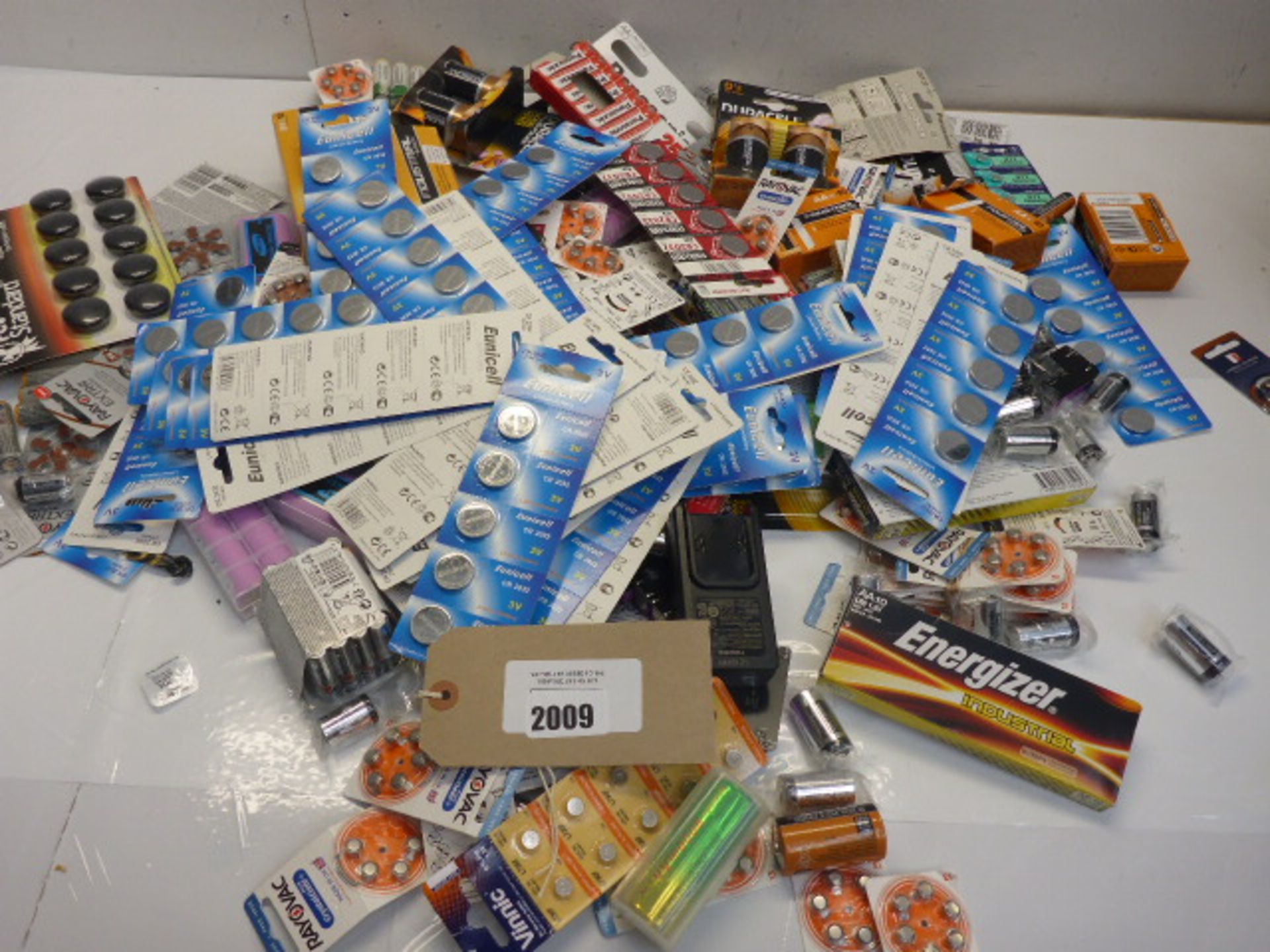 Bag containing large quantity of Duracell, Energizer, Panasonic and other various sized batteries