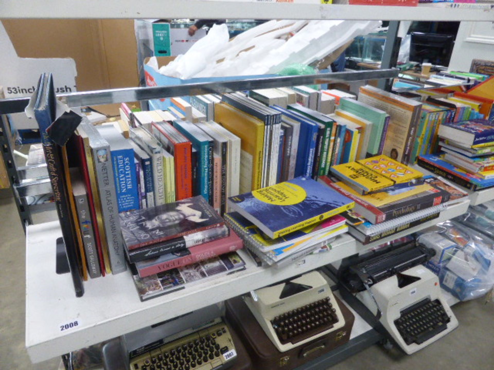 Shelf of reference books and study materials