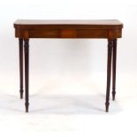 A 19th century satinwood and walnut crossbanded card table,