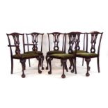 A set of six George III-style mahogany dining chairs, including one carver,