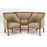 A late 19th century French walnut and upholstered three-piece parlour suite CONDITION