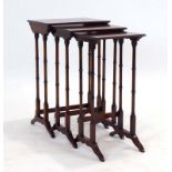 A nest of three reproduction mahogany and strung occasional tables, max. w.