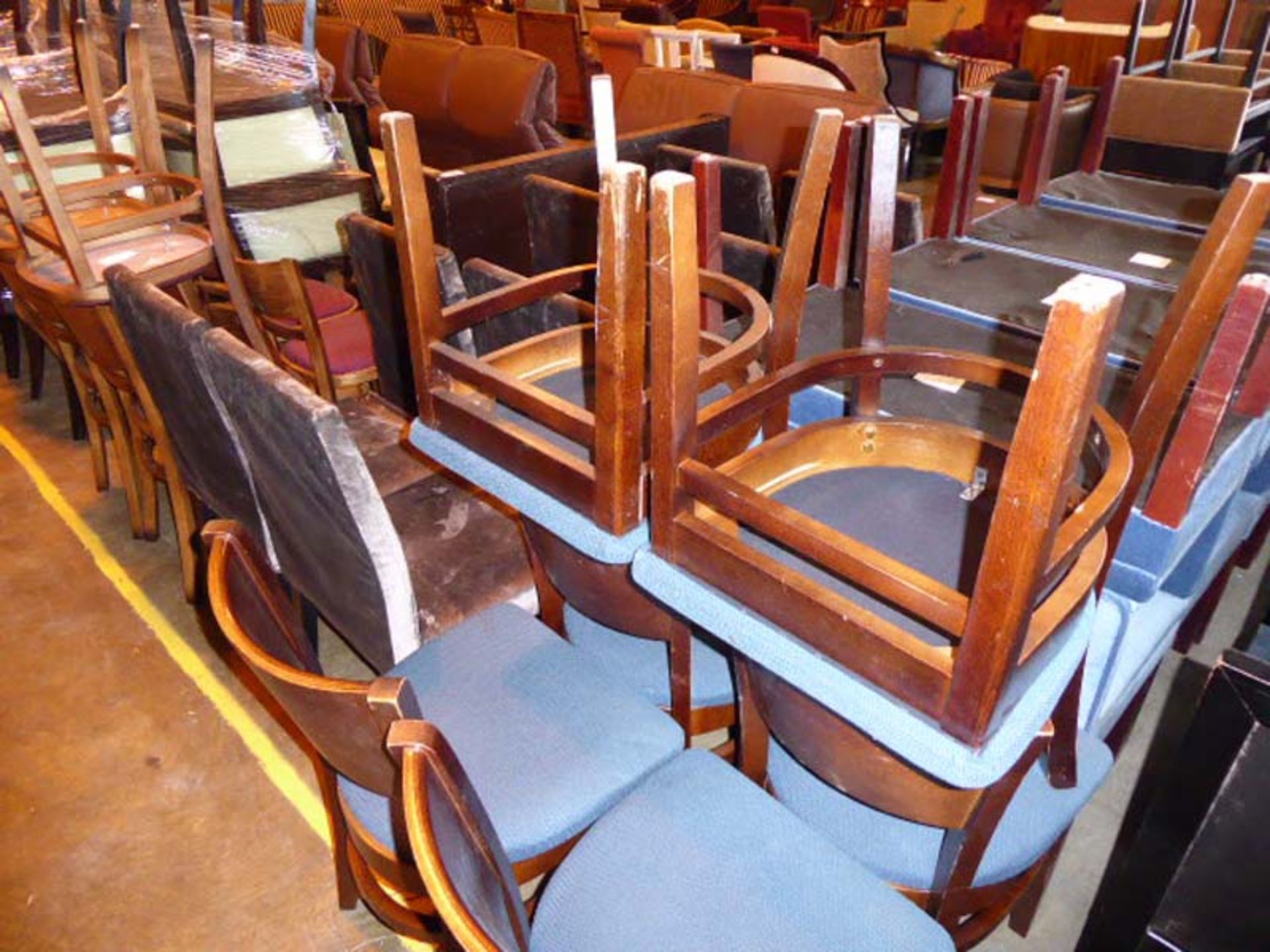 Approx. 30 ass chairs and benches. To include 9 blue benches, 8 velvet bedroom chairs, 12 dining - Image 3 of 3
