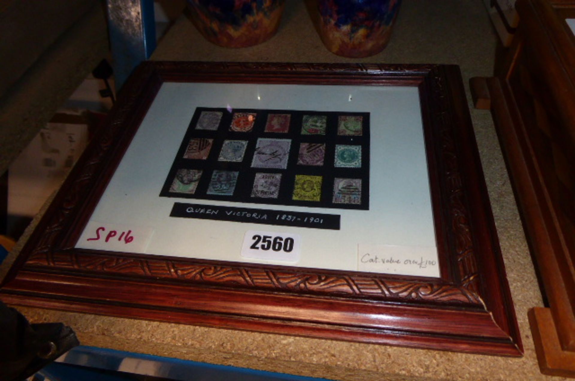 Queen Victoria 1837-1901 stamps, framed and glazed