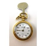 A modern gold plated miniature quartz pocket watch by Komos, dial d. 1.