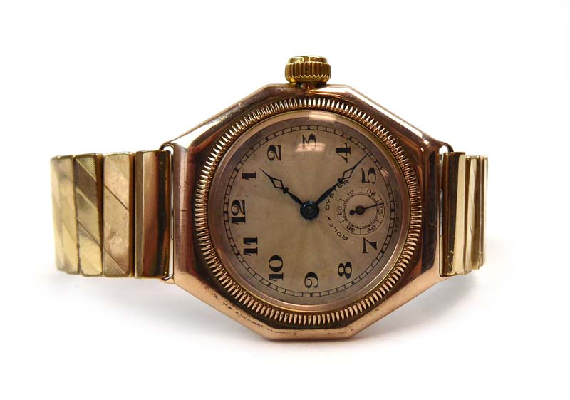 An early 20th century gentleman's yellow metal manual wind 'Oyster' wristwatch but Rolex, - Image 3 of 5