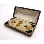 A pair of 9ct yellow cufflink's of oval form, together with two 9ct yellow gold dress studs,