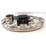 A mixed group of silver plated items including an oval galleried tray,