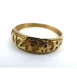 A 9ct yellow gold 'Mizpah' ring, ring size P 1/2, 2.