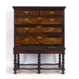 A late 17th century and later walnut chest-on-stand,