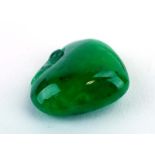 A carved green jade pendant of heart shaped form l. 2.