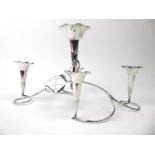 An early 20th century Mappin & Webb silver plated five flute table centre, h. 21.