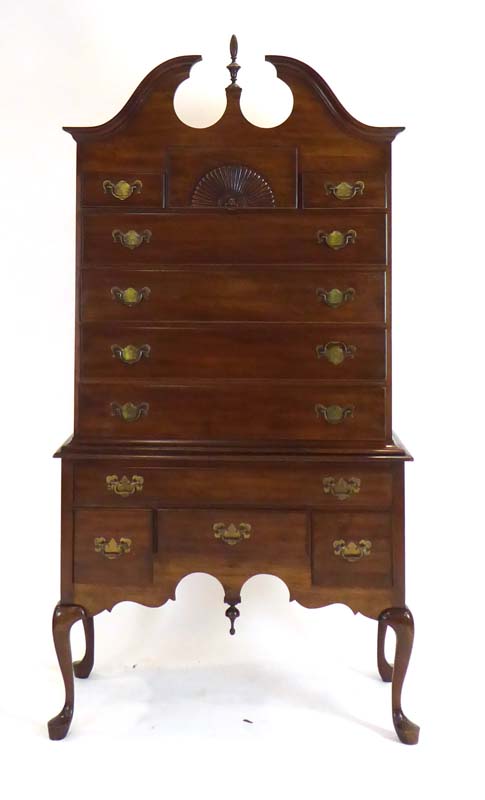 An American reproduction chest-on-stand, the eleven drawers over a shaped apron on cabriole legs, - Image 2 of 2