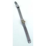 A 10ct white gold filled ladies manual wind wristwatch by Omega,