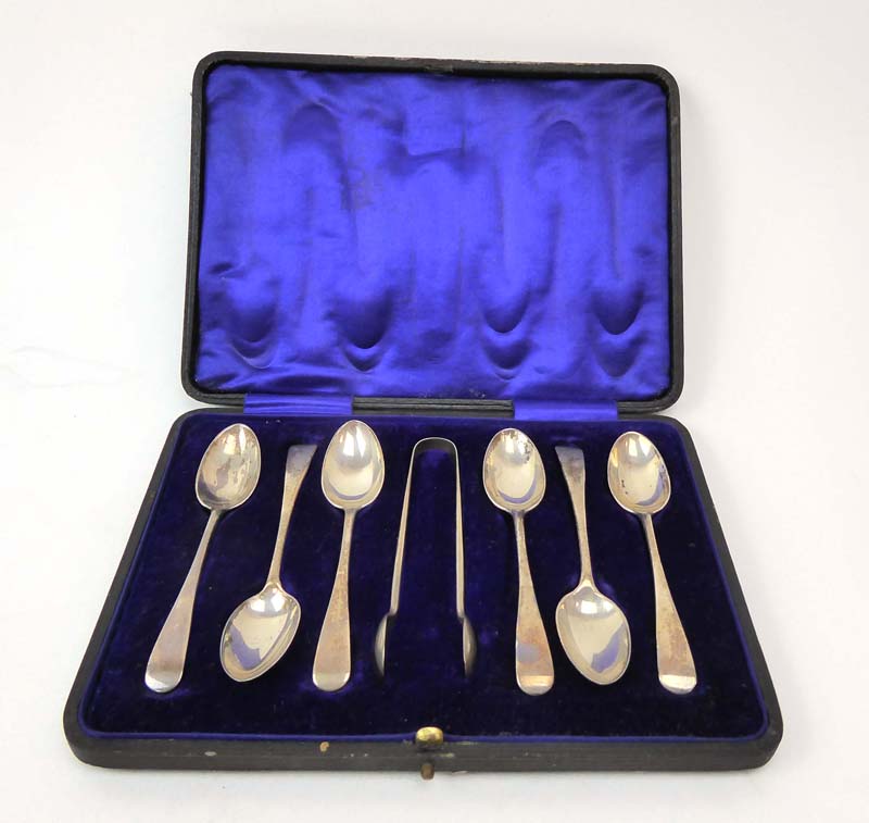 A cased set of six silver bean end coffee spoons in the Art Deco manner, - Image 3 of 4