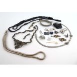 A mixed parcel of silver and metalware jewellery including a necklet and matching bracelet set