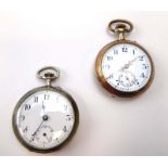 An early 20th century metalware cased open face pocket watch,