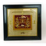 A First World War regimental embroidery relating to 11th Hussars Prince Albert's Own,