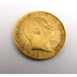 An Edwardian half sovereign dated 1910