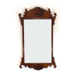 A George II-type wall mirror, the rectangular plate within a mahogany frame of typical form, h.