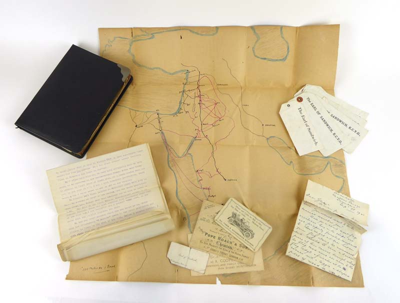 A group of First World War notes, hand and typewritten, together with a group of luggage labels, - Image 2 of 2