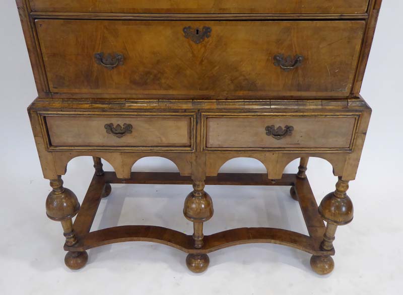 A 17th century and later walnut chest-on-stand, - Image 2 of 4