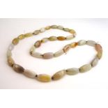 A banded agate graduated bead necklace, l.