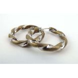 A pair of 9ct two colour gold hoop earrings, 2.