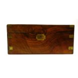 A 19th century walnut and brass bound writing slope, w.