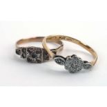 An 18ct yellow gold ring set small diamonds in an illusion setting, 1.