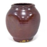 Bernard Leach (1887-1979), a Leach Pottery vase, the Tenmoku glazed body of cushioned square form,