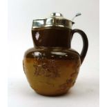 A 19th century silver mounted Doulton Lambeth stoneware jug,