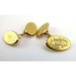 A pair of 19th century 18ct yellow gold cufflink's of oval form, hallmarked for Deakin & Francis,